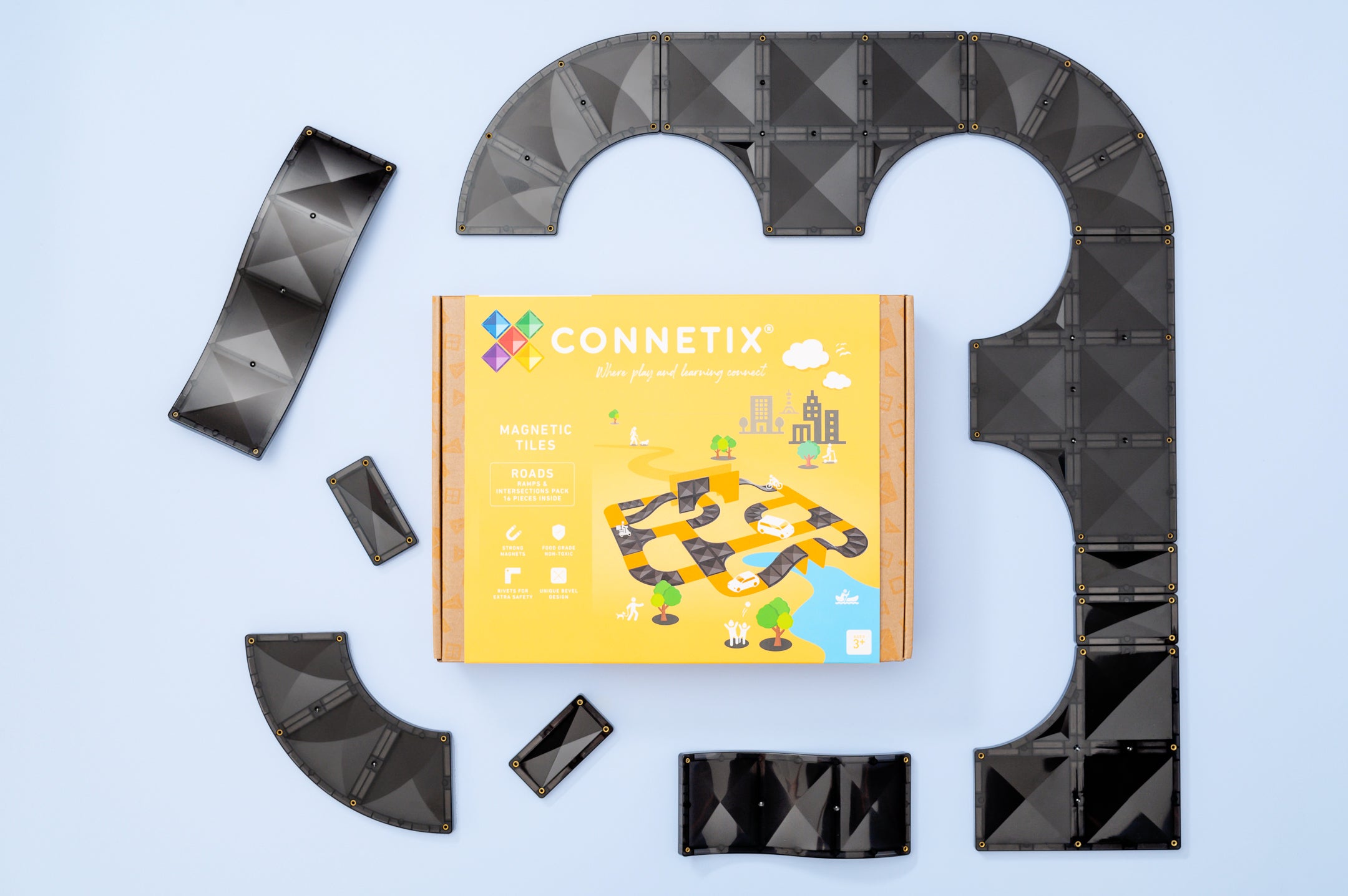 Connetix Magnetic Tiles | Ramps & Intersections (16 pcs)