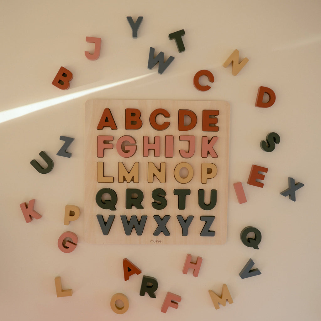 Mushie Wooden Alphabet Puzzle | Playroom Avenue
