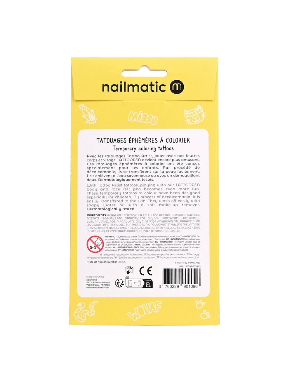 Nailmatic Tattoo Temporary for Kids ANIMALS | Playroom Avenue