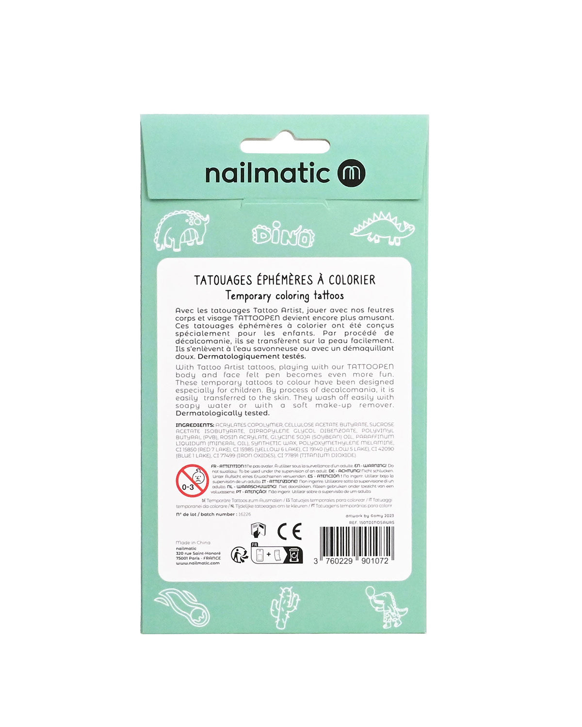 Nailmatic Tattoo Temporary for Kids DINOSAURS | Playroom Avenue