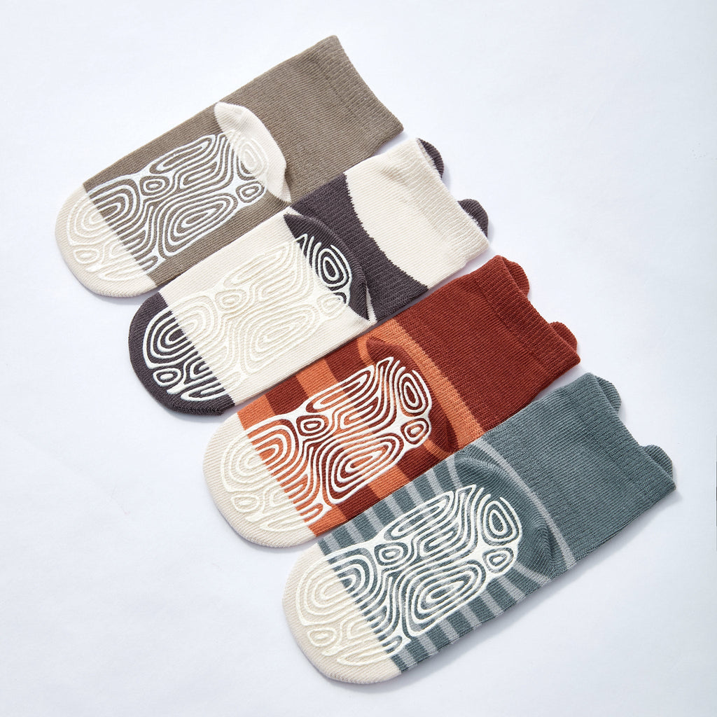LittleYogaSocks Critter Crew II- Organic- 4 Pairs of Stay-On Baby & Toddler Non-Slip Socks | Playroom Avenue