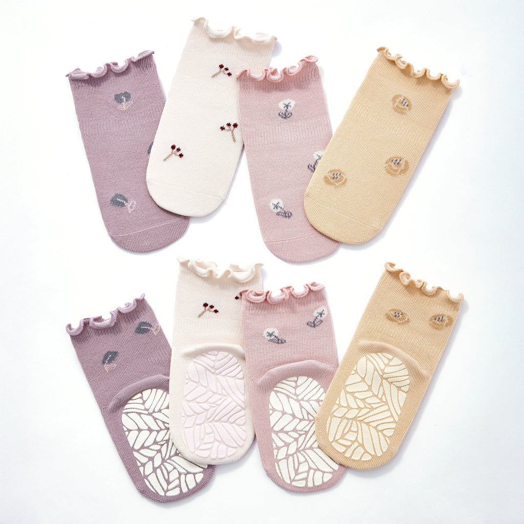LittleYogaSocks Little Wonder Things- Organic- 4 Pairs of Stay-On Baby & Toddler Non-Slip Socks | Playroom Avenue