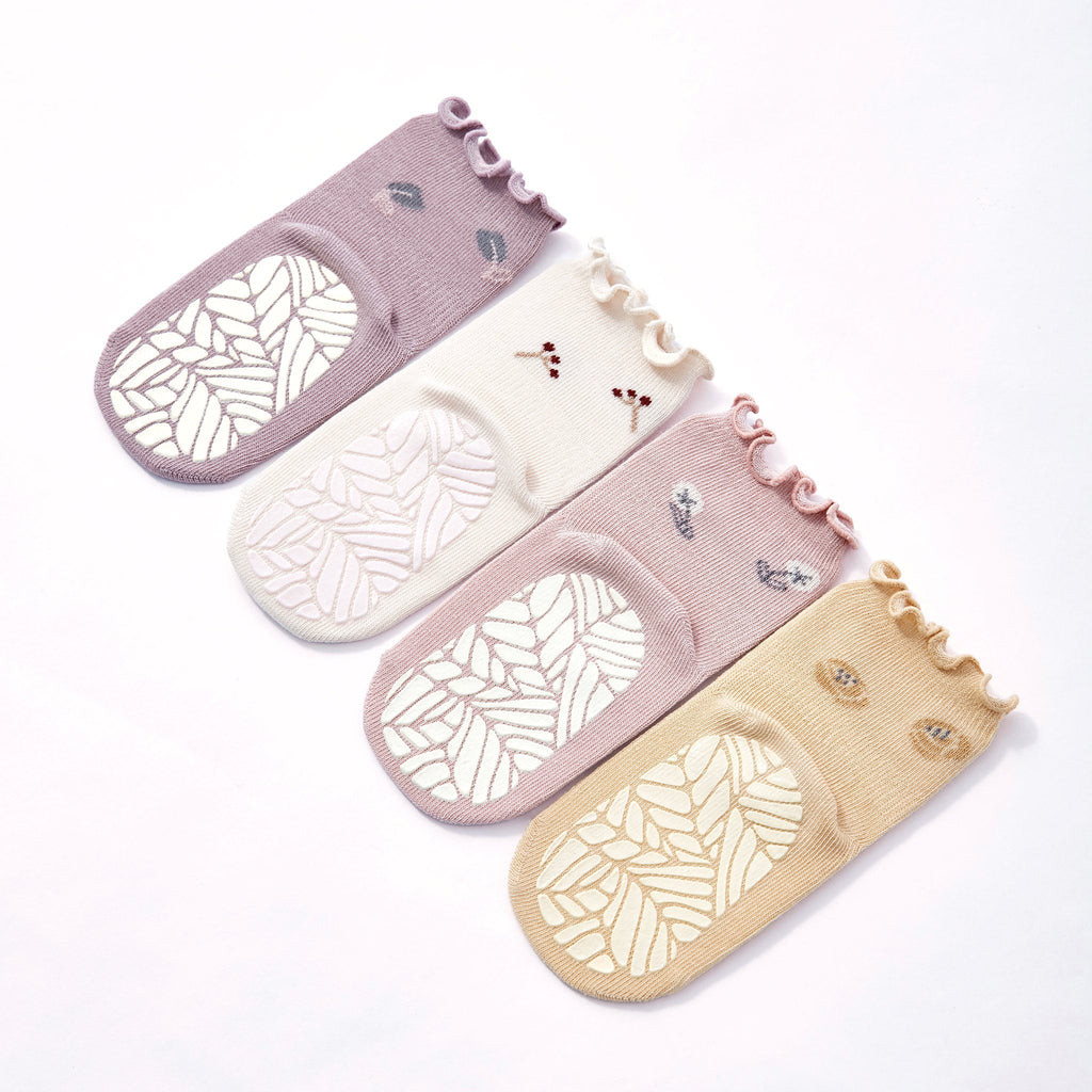 LittleYogaSocks Little Wonder Things- Organic- 4 Pairs of Stay-On Baby & Toddler Non-Slip Socks | Playroom Avenue