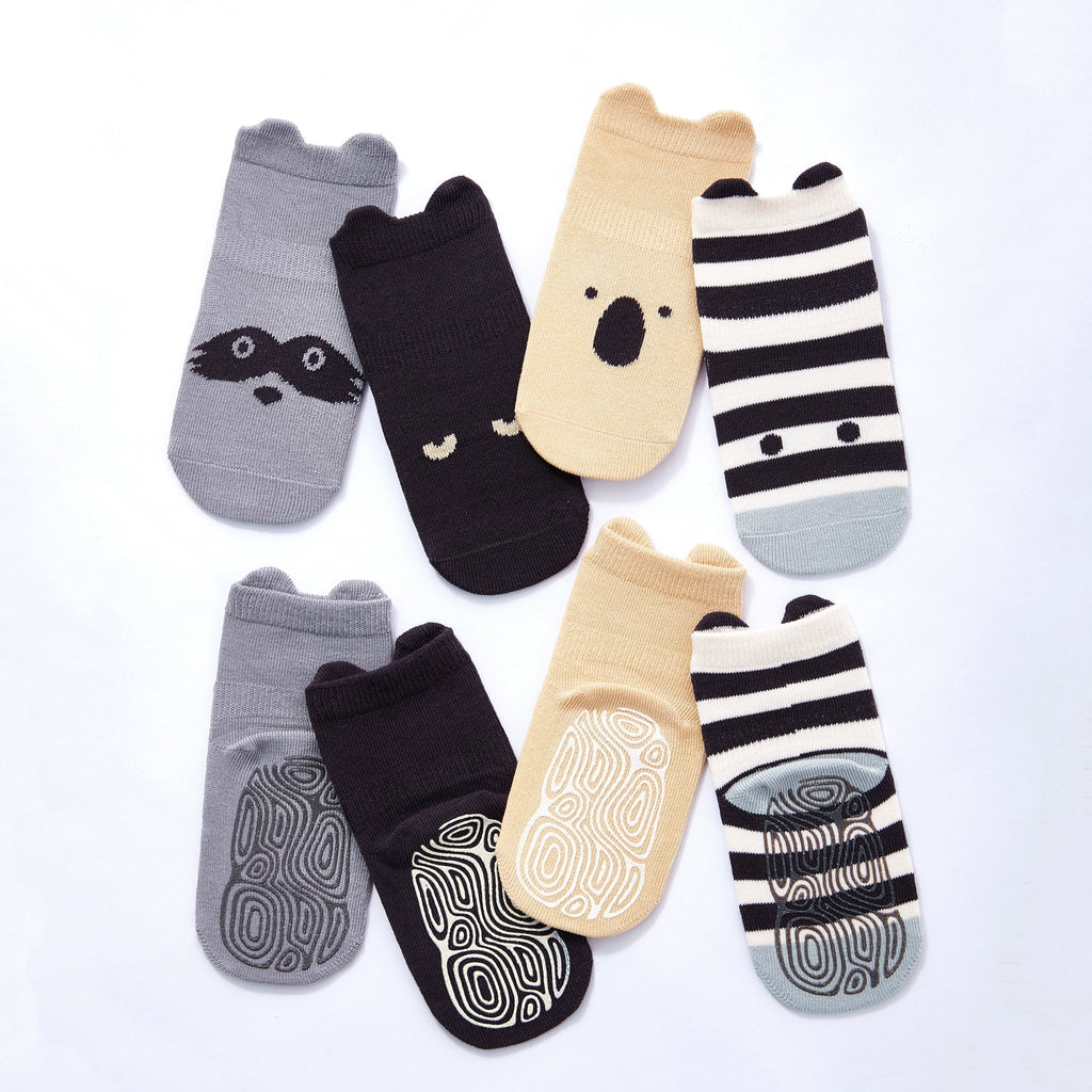 LittleYogaSocks Into The Wild III- Organic- 4 Pairs of Stay-On Baby & Toddler Non-Slip Socks | Playroom Avenue