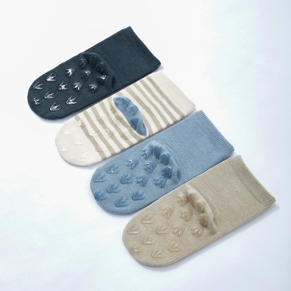 LittleYogaSocks Dinosaur- Organic- 4 Pairs of Stay-On Baby & Toddler Non-Slip Socks | Playroom Avenue