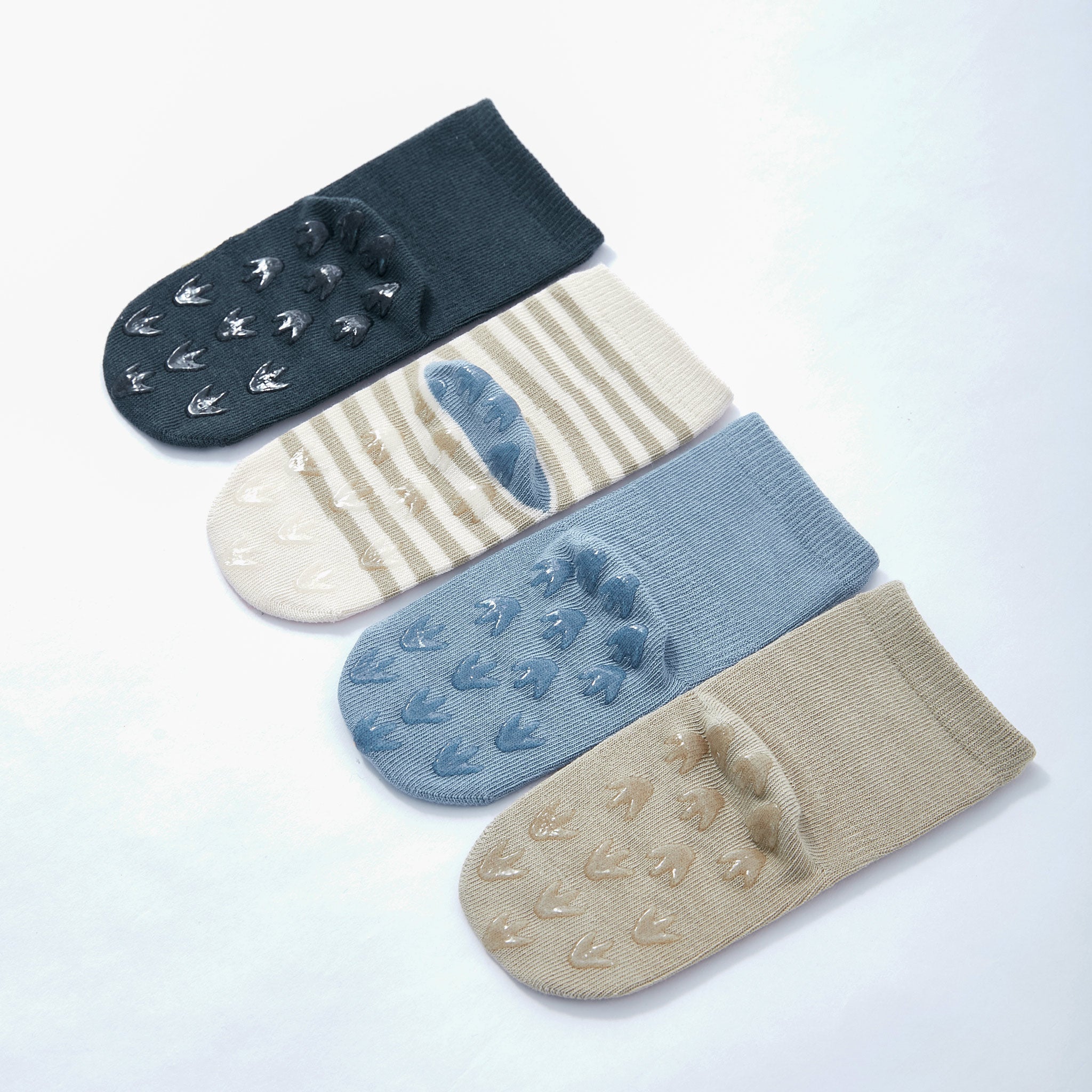 LittleYogaSocks Dinosaur- Organic- 4 Pairs of Stay-On Baby & Toddler Non-Slip Socks | Playroom Avenue