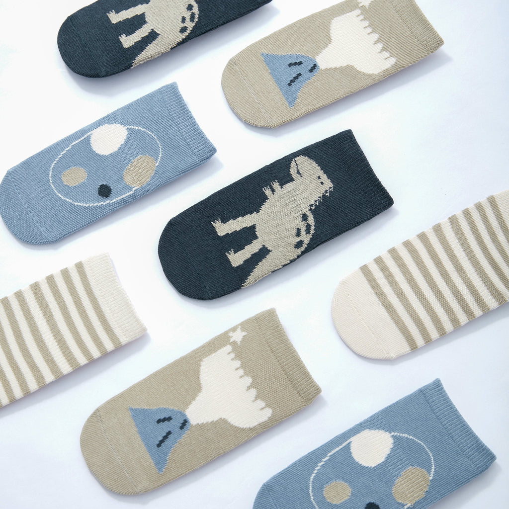 LittleYogaSocks Dinosaur- Organic- 4 Pairs of Stay-On Baby & Toddler Non-Slip Socks | Playroom Avenue