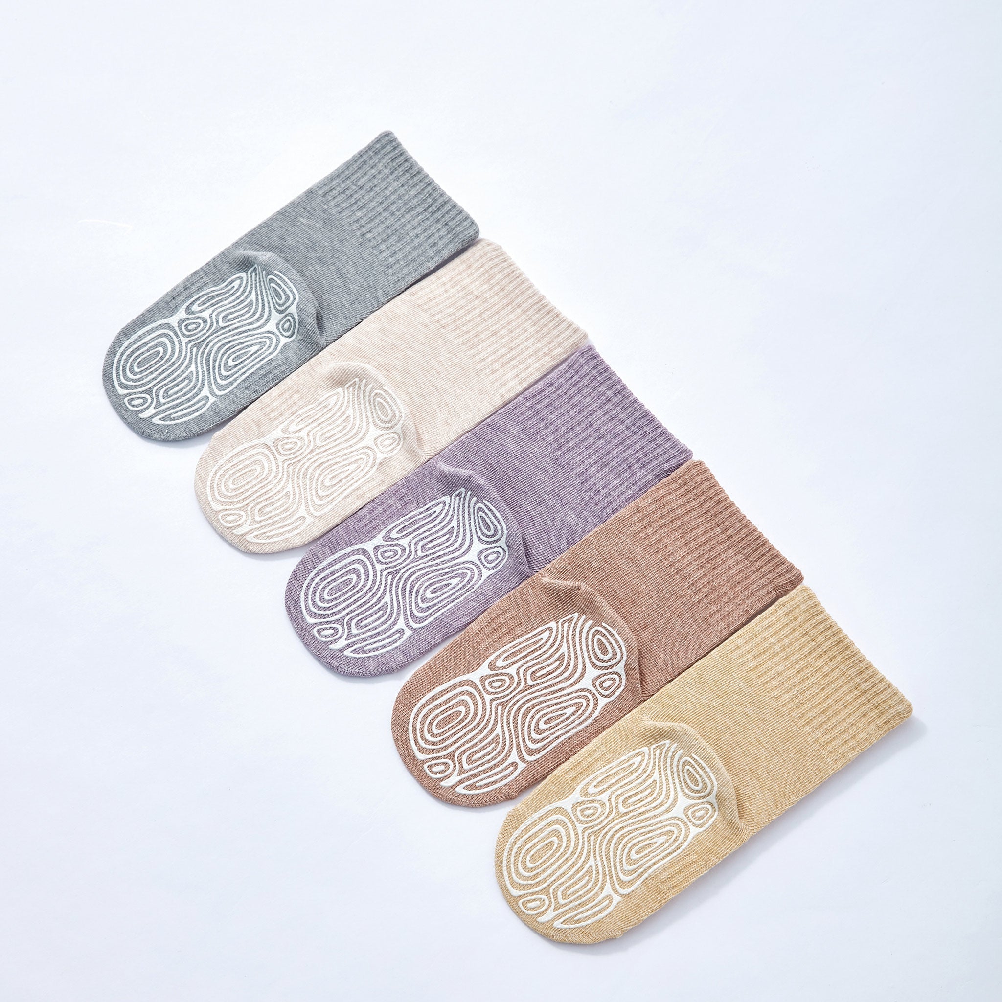 LittleYogaSocks Organic Cotton Socks- Grey & Lemon- 4 Pairs of Stay-On Baby & Toddler Non-Slip Socks | Playroom Avenue