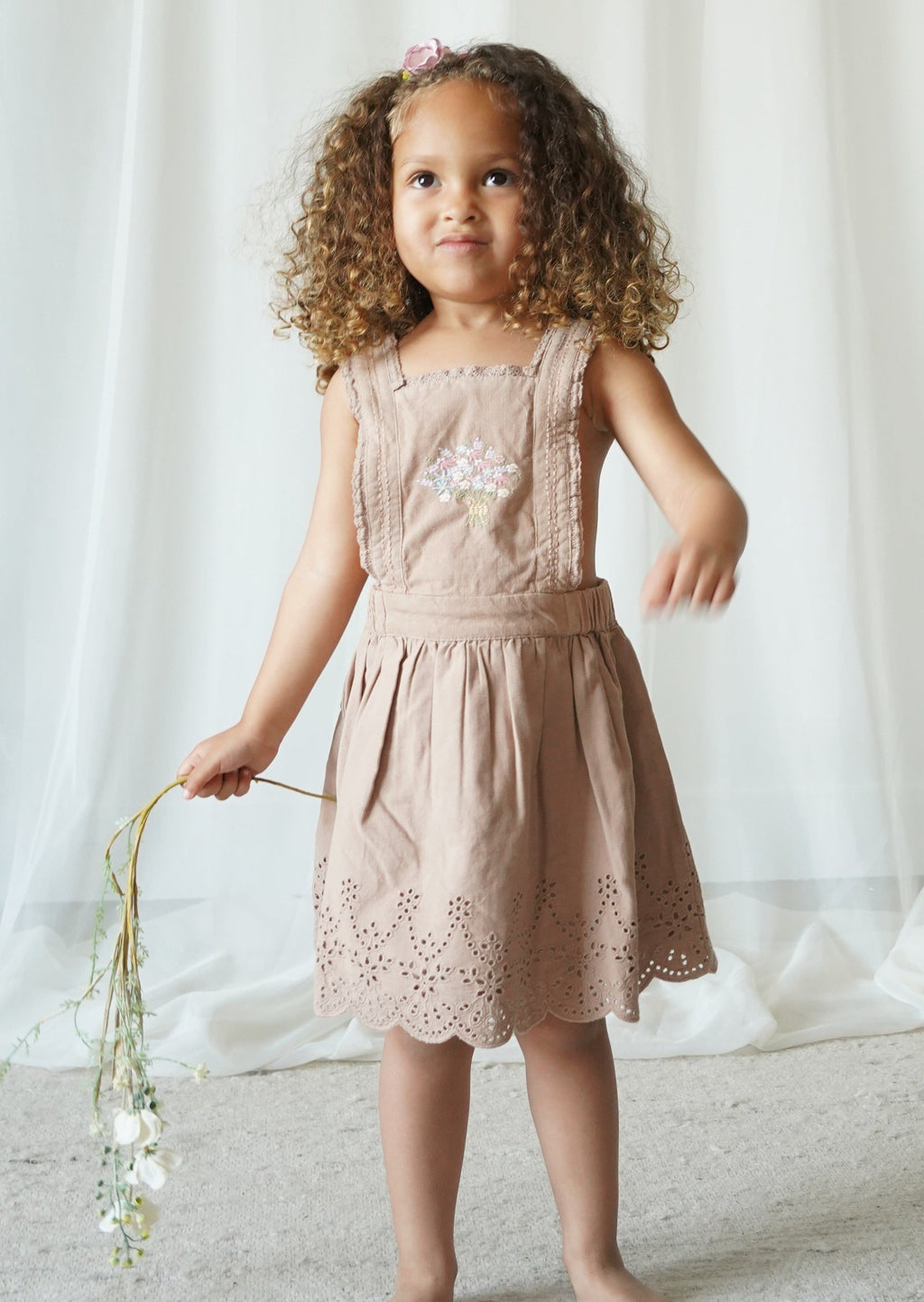 La Petit Lapin Elea | Corduroy Cotton Anglaise Dress | Wistful Mauve | Playroom Avenue