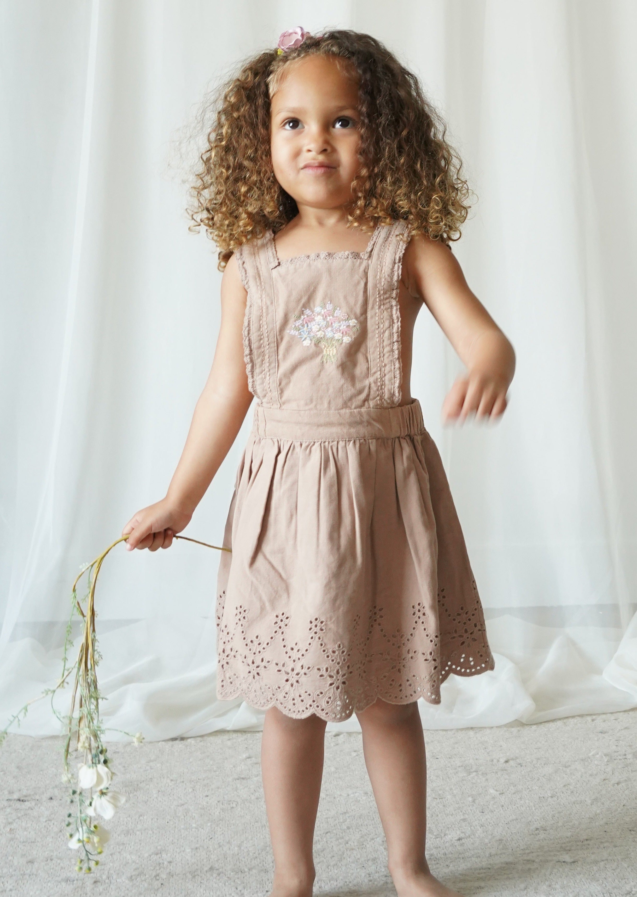 La Petit Lapin Elea | Corduroy Cotton Anglaise Dress | Wistful Mauve | Playroom Avenue