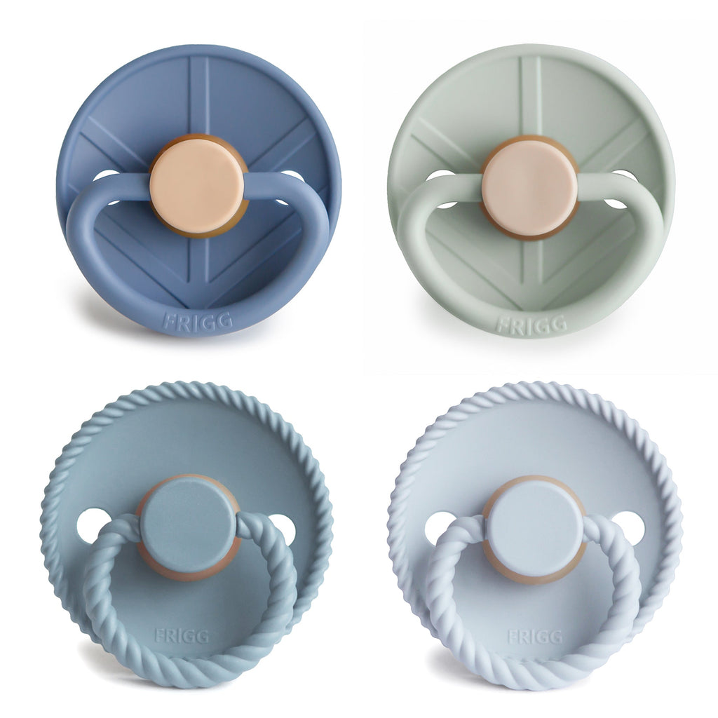 FRIGG Natural Rubber Pacifier 4-Pack Skyline Serenity 6-18 Months | Playroom Avenue