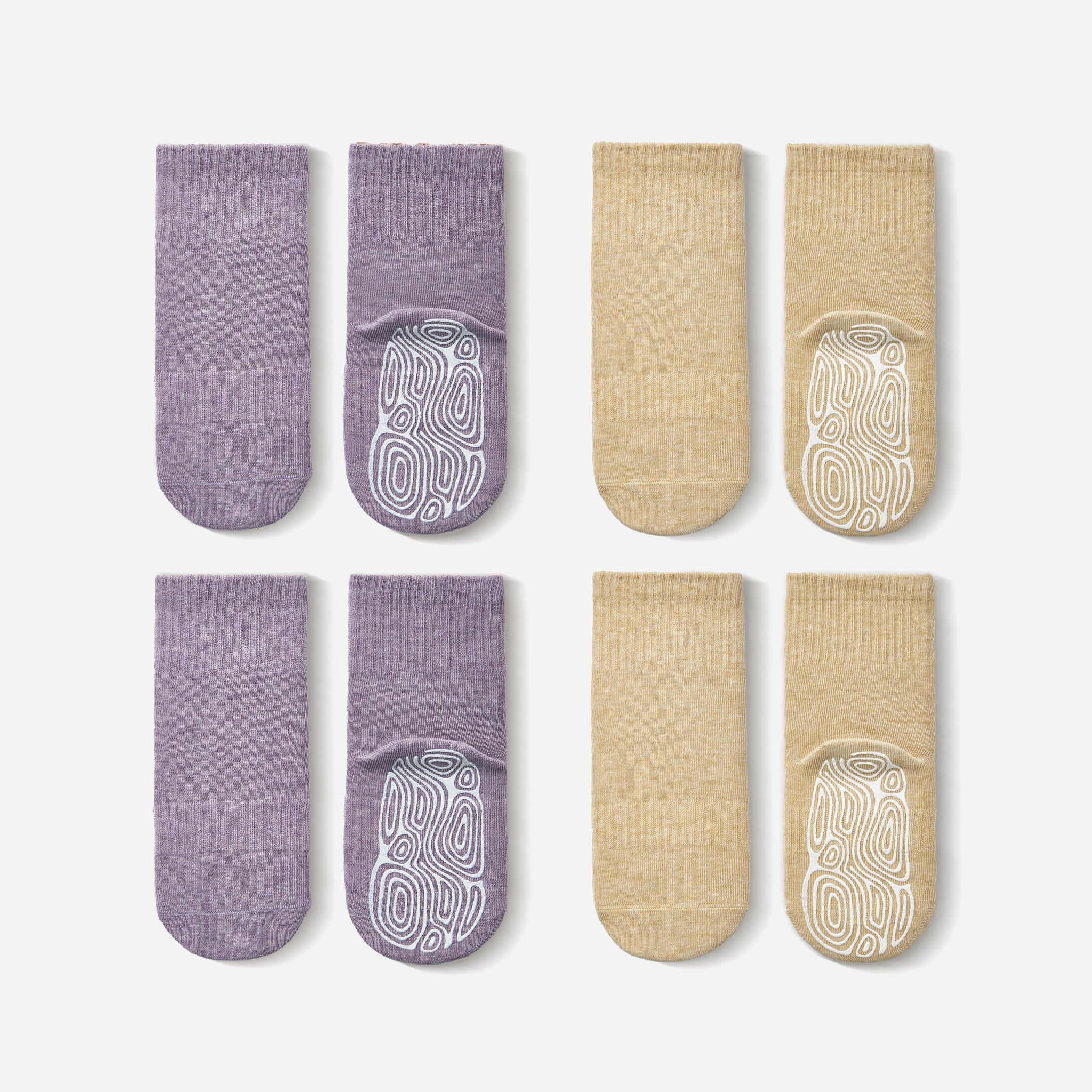 LittleYogaSocks Organic Cotton Socks- Lavender & Lemon- 4 Pairs of Stay-On Baby & Toddler Non-Slip Socks | Playroom Avenue