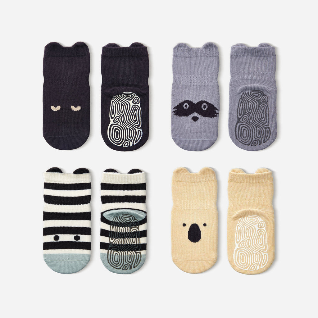 LittleYogaSocks Into The Wild III- Organic- 4 Pairs of Stay-On Baby & Toddler Non-Slip Socks | Playroom Avenue