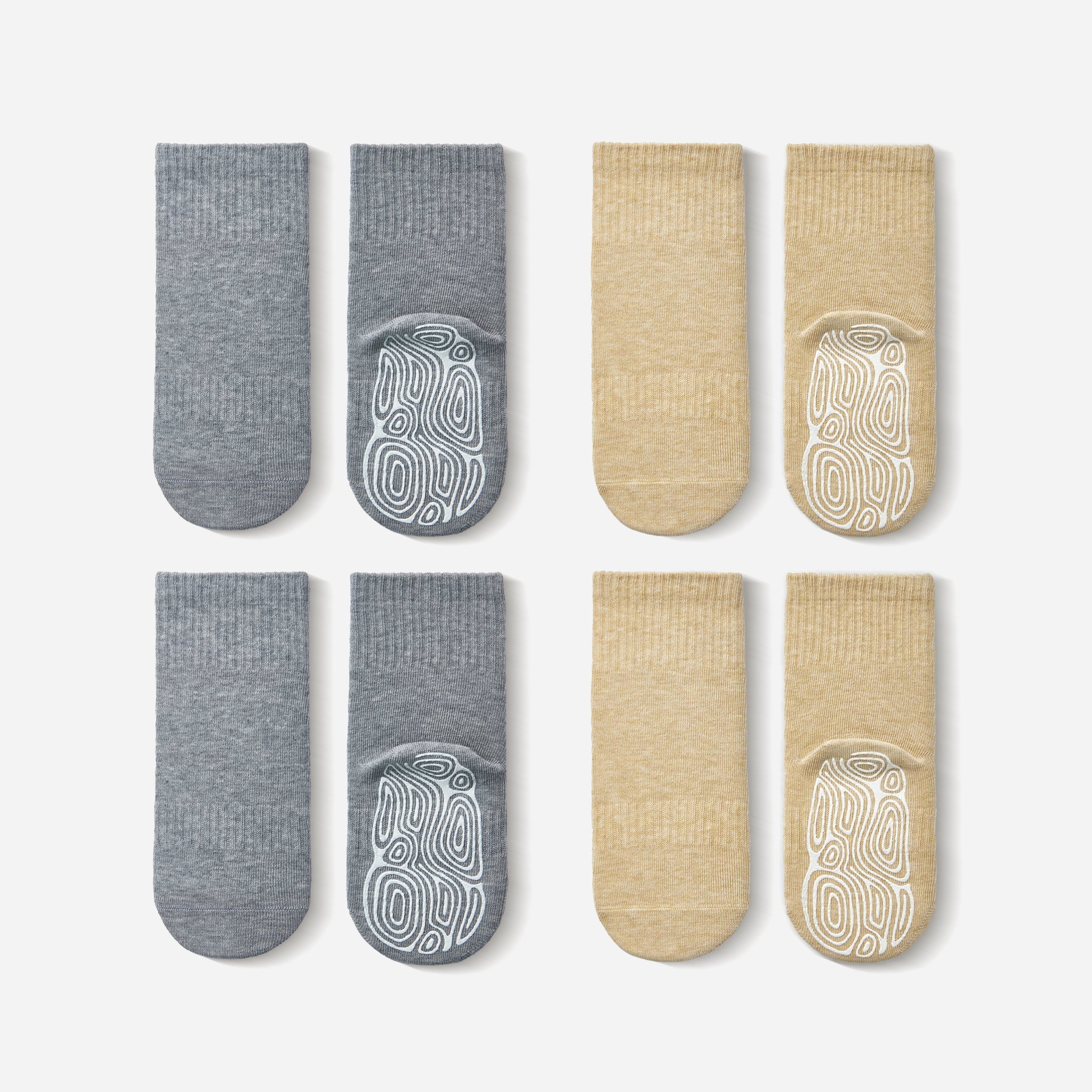 LittleYogaSocks Organic Cotton Socks- Grey & Lemon- 4 Pairs of Stay-On Baby & Toddler Non-Slip Socks | Playroom Avenue
