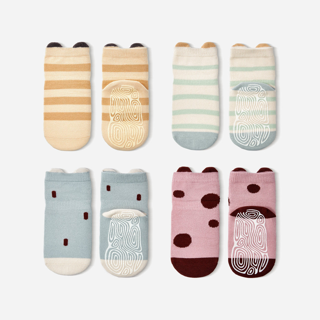 LittleYogaSocks Ladybug & Friends- Organic- 4 Pairs of Stay-On Baby & Toddler Non-Slip Socks | Playroom Avenue