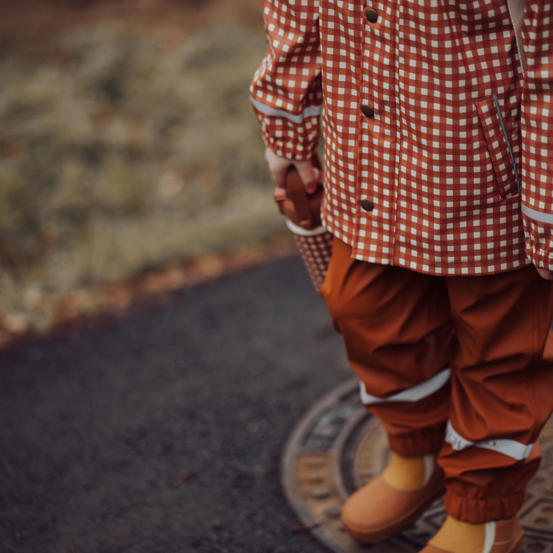 GRECH & CO. Fishtail Rain Jacket | Sienna Gingham | Playroom Avenue