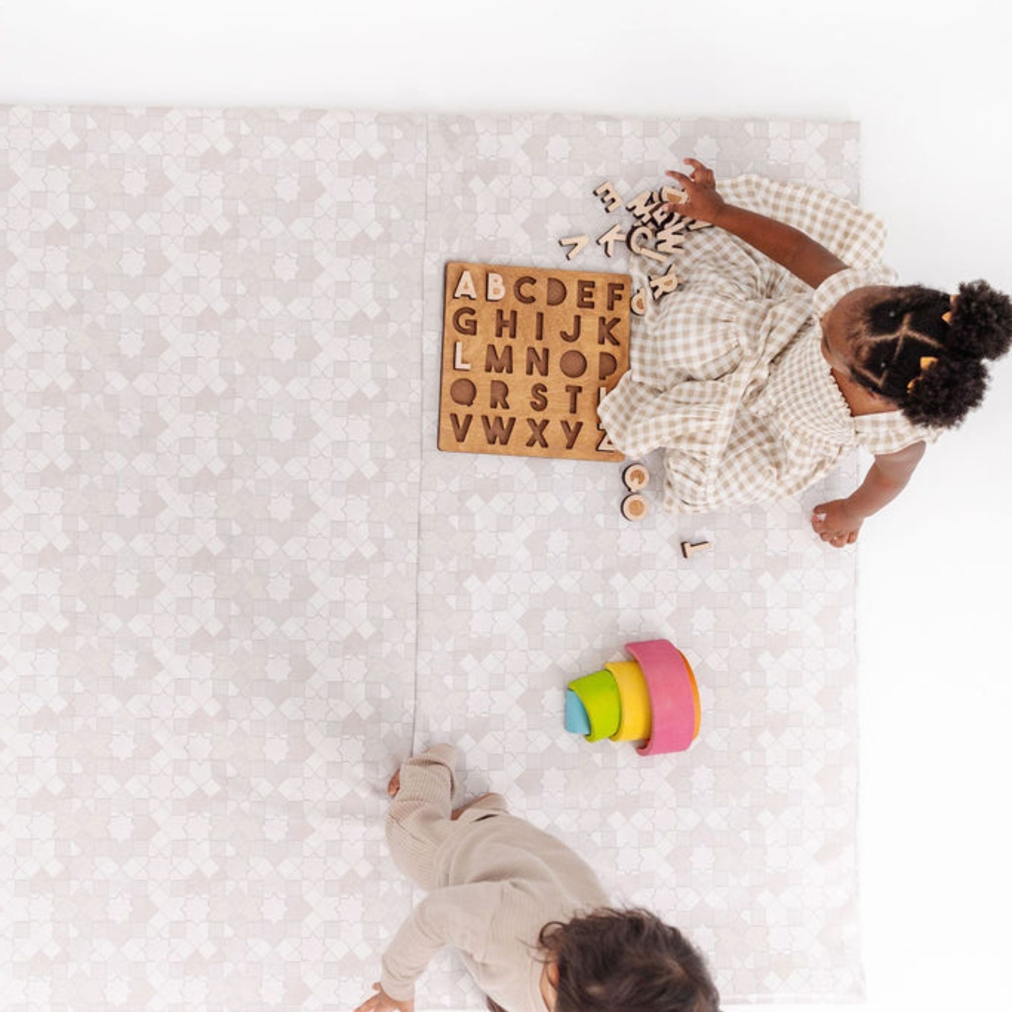 Toki Kids Grey Mosaic Vegan Leather Mat | Playroom Avenue