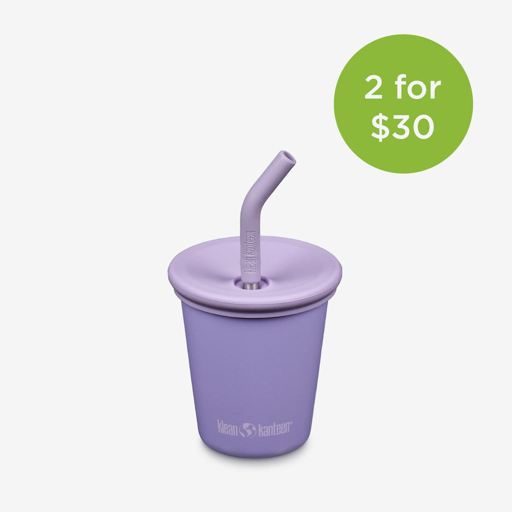 Klean Kanteen 10oz Kid's Cup with Straw Lid Paisley Purple | Playroom Avenue