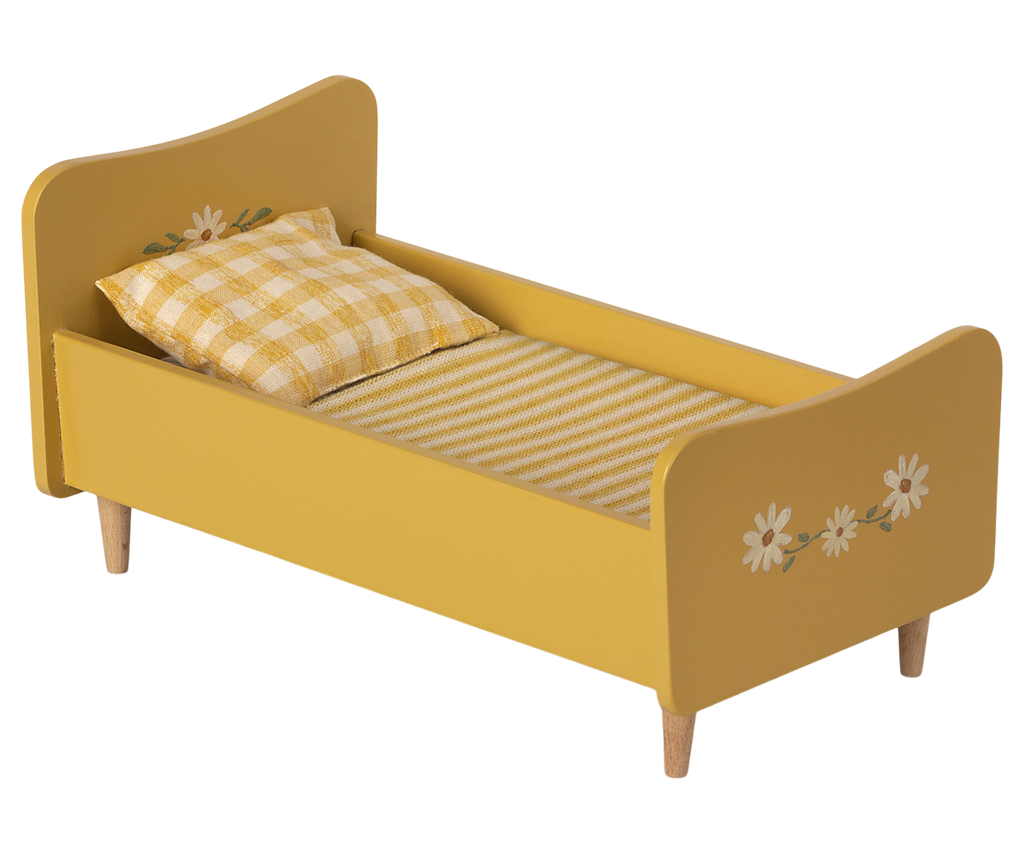 Maileg Wooden Bed, Miniature - Yellow | Playroom Avenue