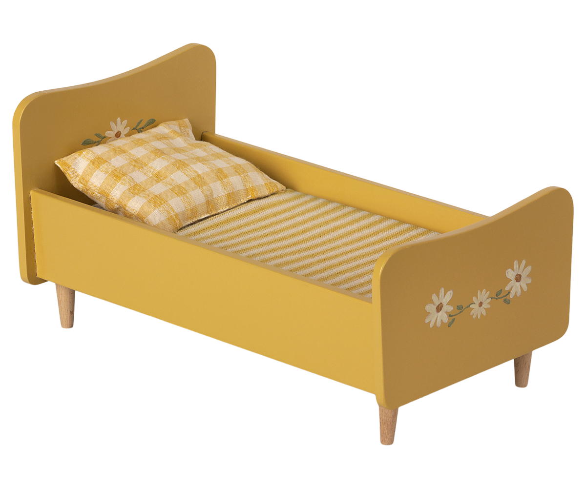 Maileg Wooden Bed, Miniature - Yellow | Playroom Avenue