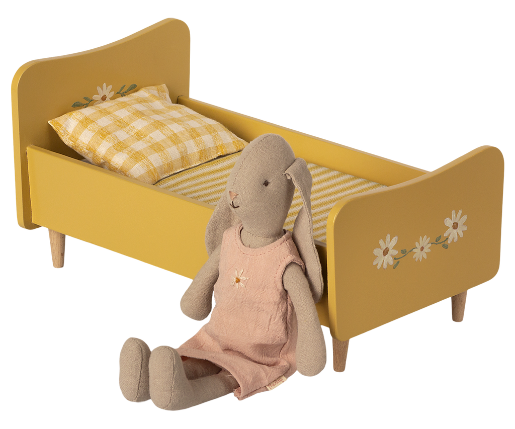Maileg Wooden Bed, Miniature - Yellow | Playroom Avenue