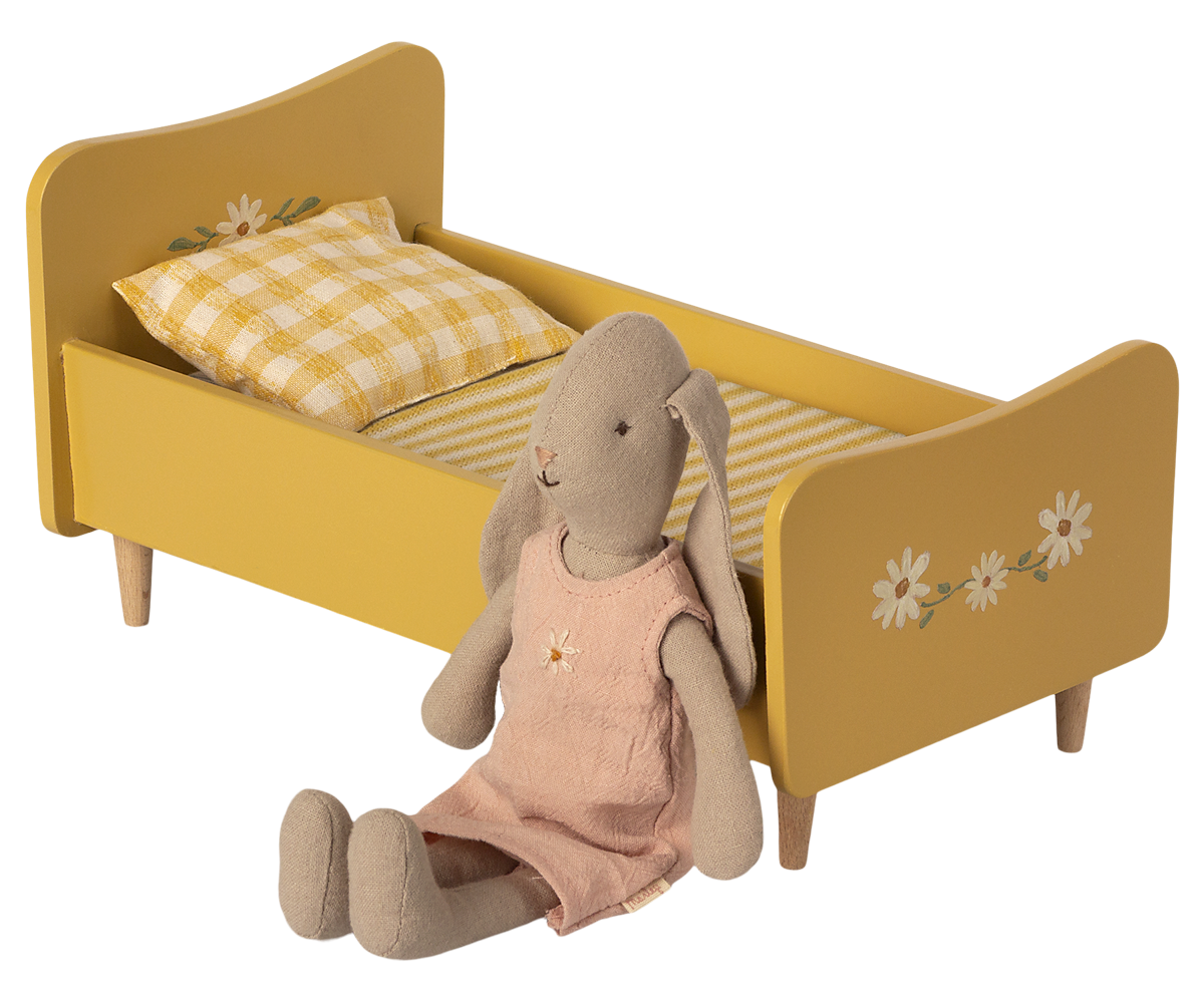 Maileg Wooden Bed, Miniature - Yellow | Playroom Avenue