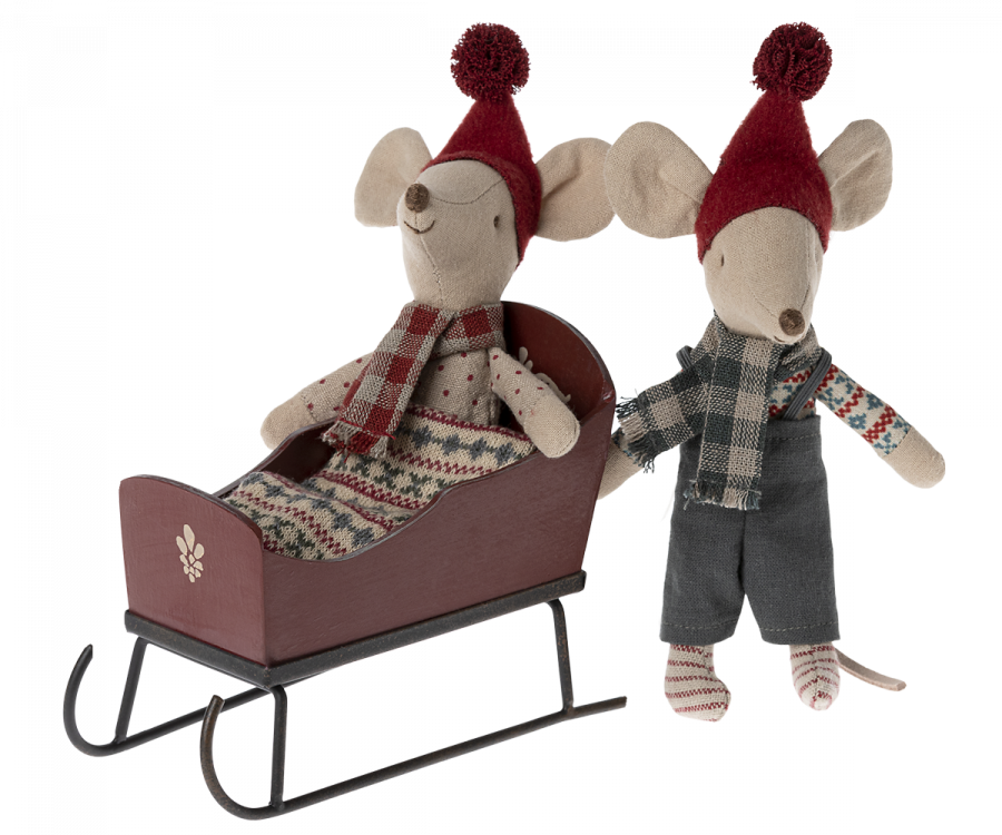 Maileg Sleigh, Mouse - Red