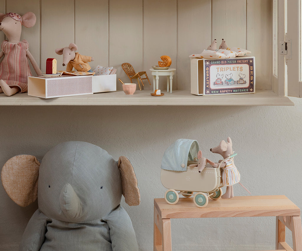 Maileg Micro Pram, Blue | Playroom Avenue