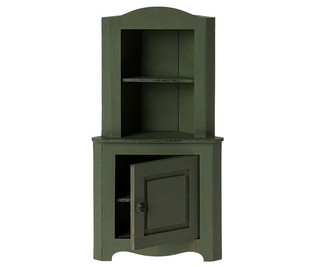 Maileg Corner Cabinet, Miniature - Dark Green | Playroom Avenue