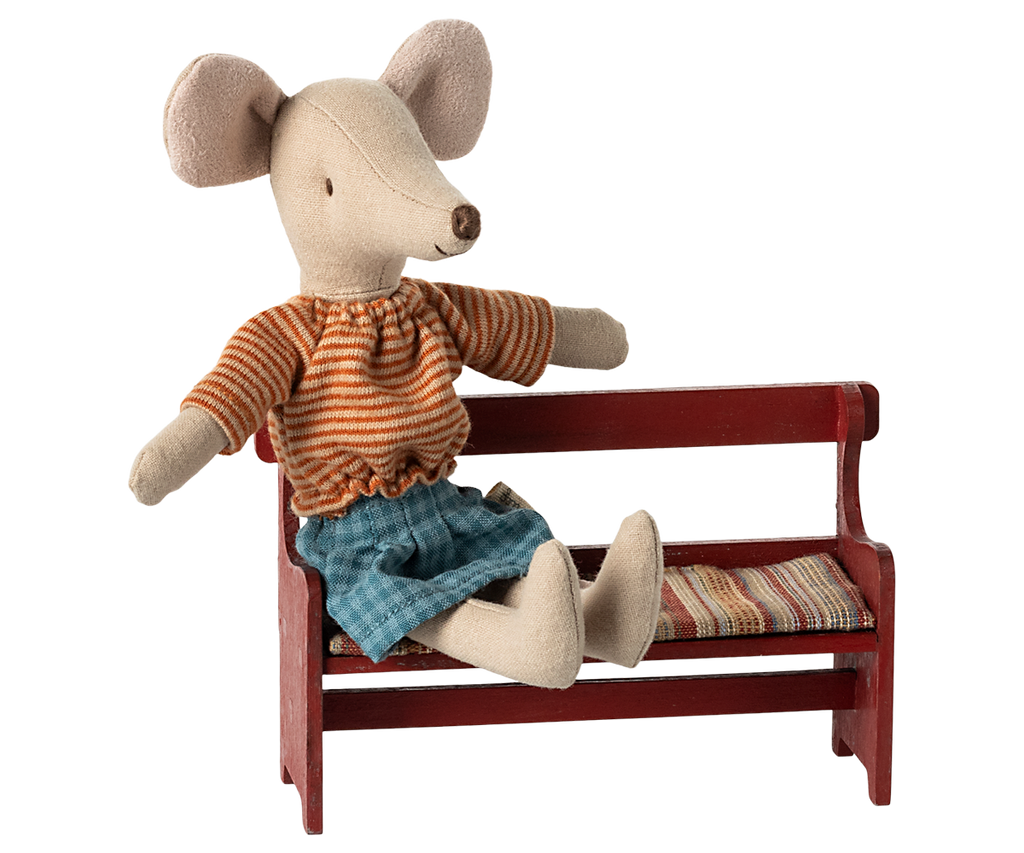 Maileg Bench, Mouse - Red | Playroom Avenue