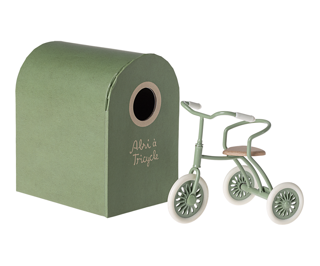 Maileg Abri a tricycle, Mouse - Green | Playroom Avenue