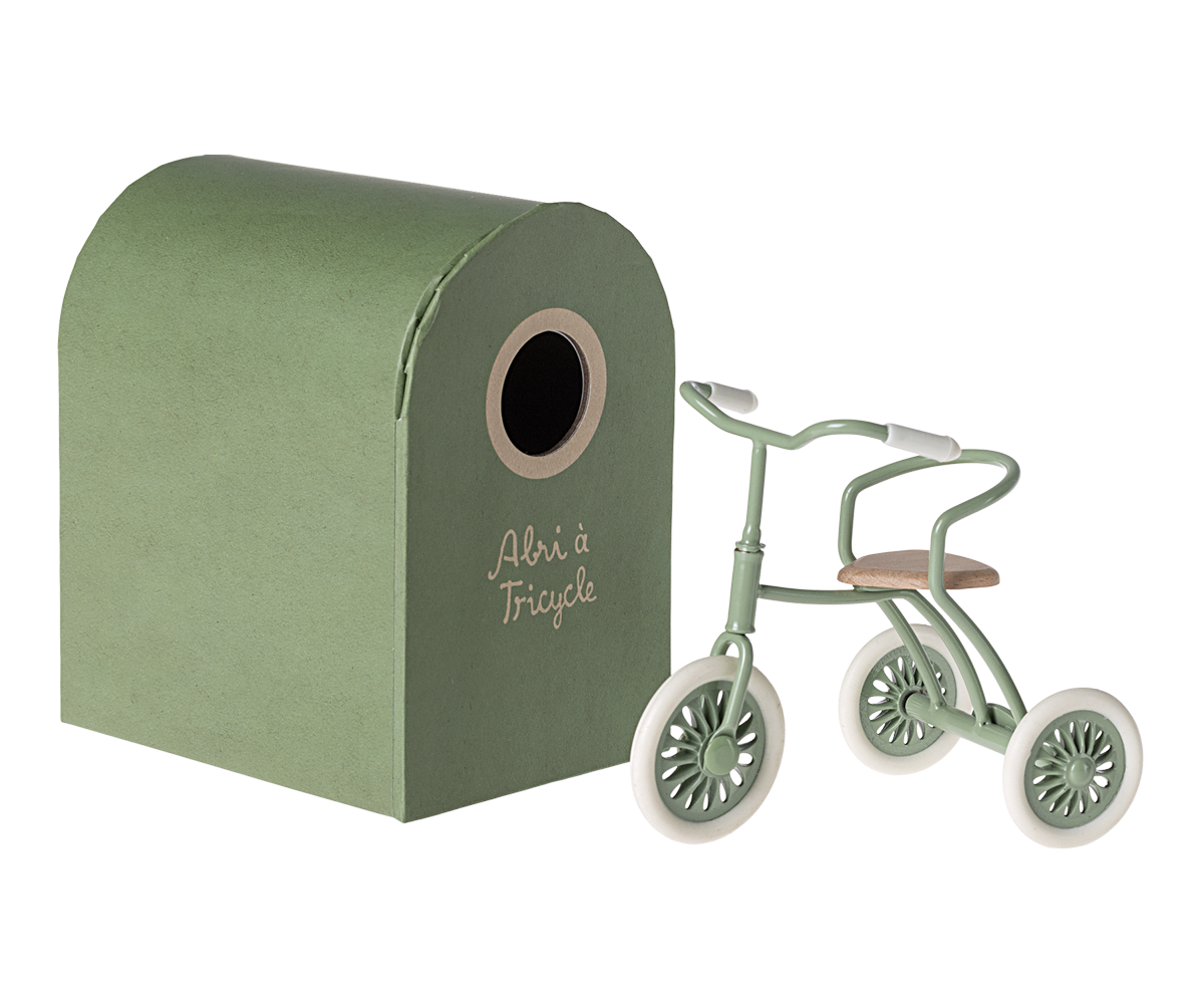 Maileg Abri a tricycle, Mouse - Green | Playroom Avenue