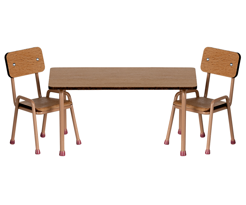 Maileg Table and chair set, Mouse - Dark powder | Playroom Avenue