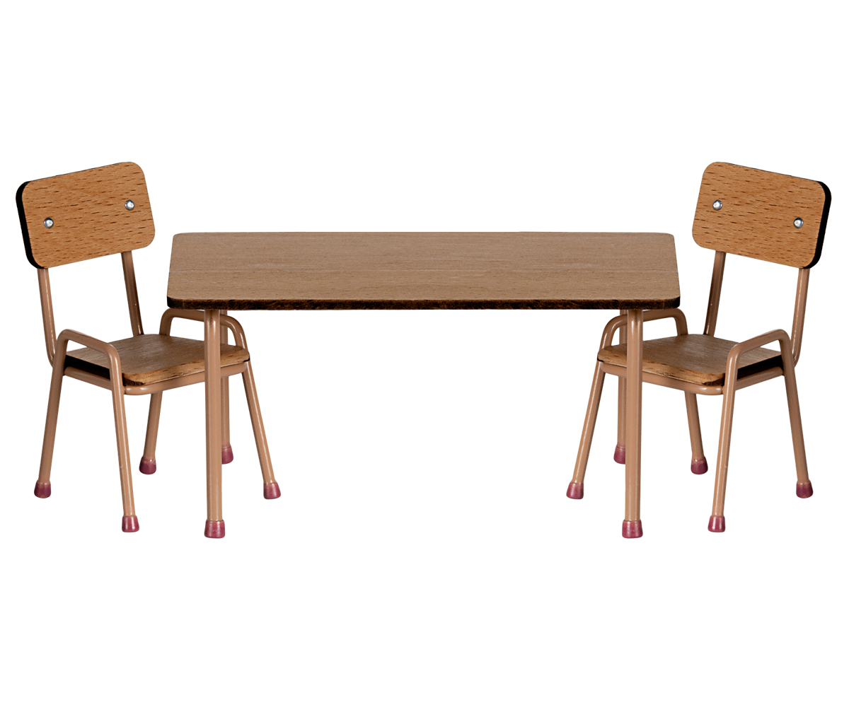 Maileg Table and chair set, Mouse - Dark powder | Playroom Avenue