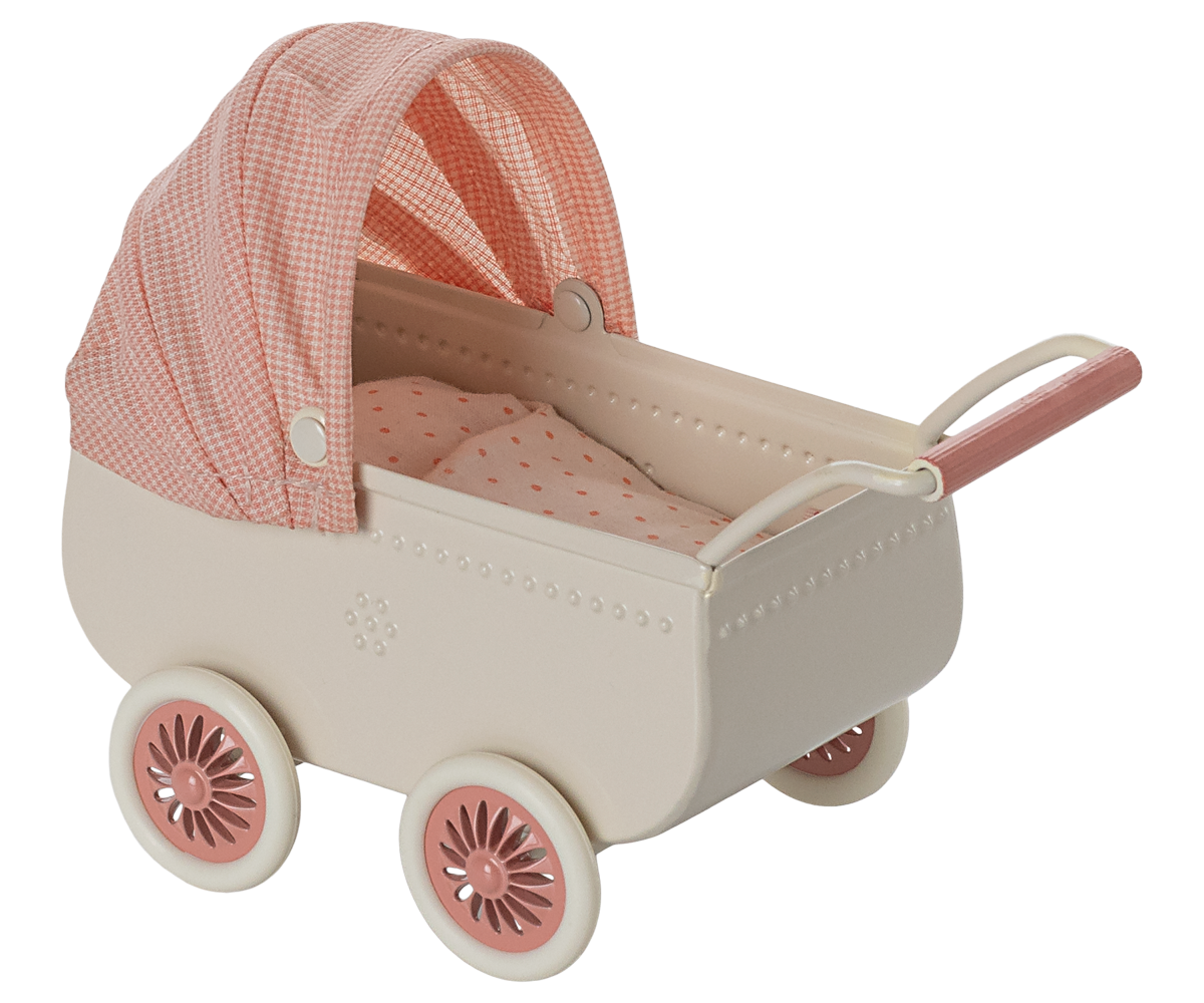 Maileg Pram, Mouse - Coral | Playroom Avenue