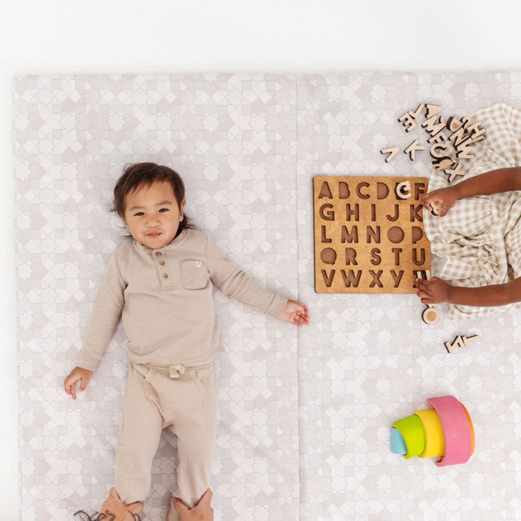 Toki Kids Grey Mosaic Vegan Leather Mat | Playroom Avenue
