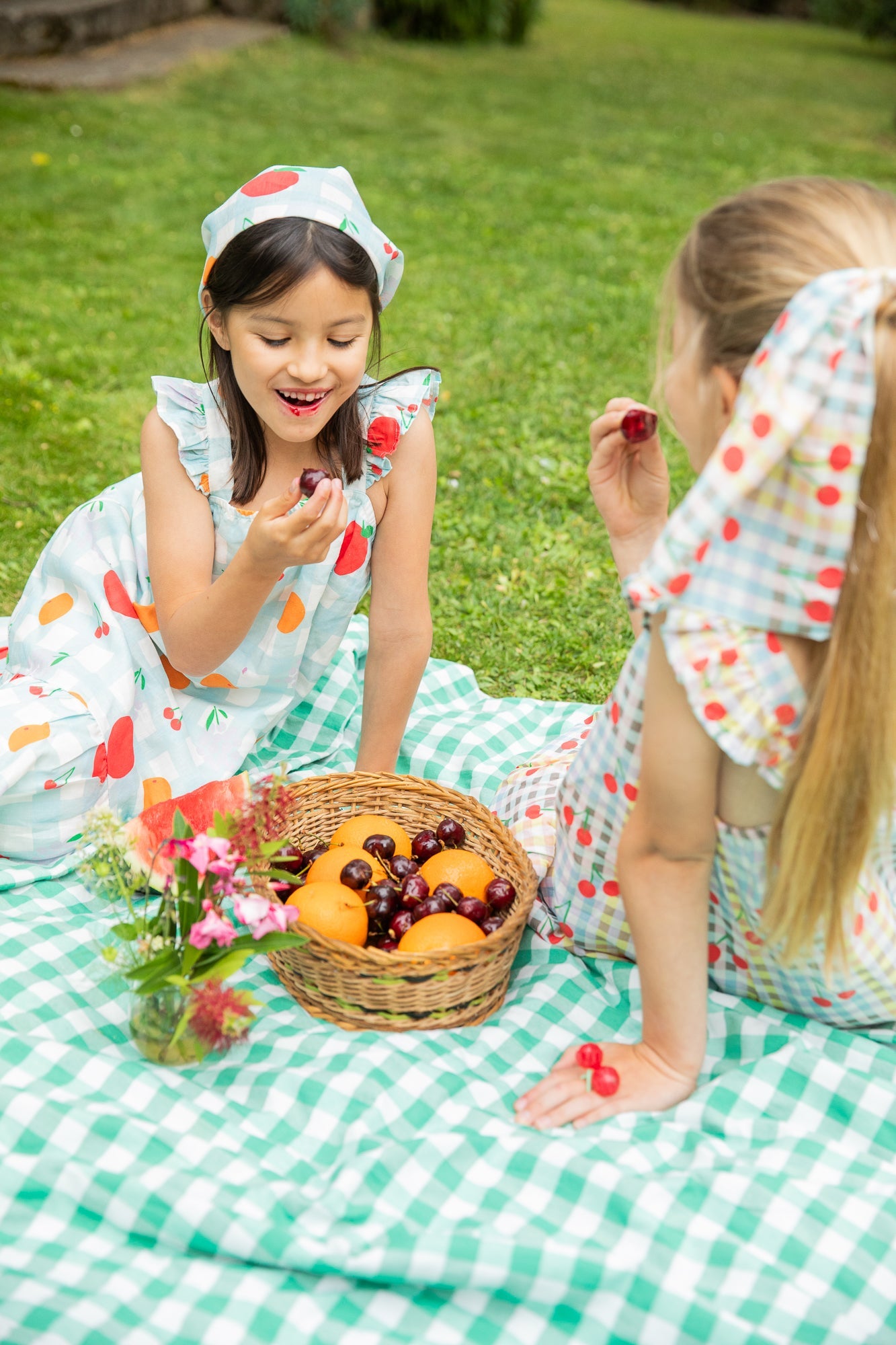 Mon Coeur Linen Picnic Kid Ruffle Dress | Playroom Avenue