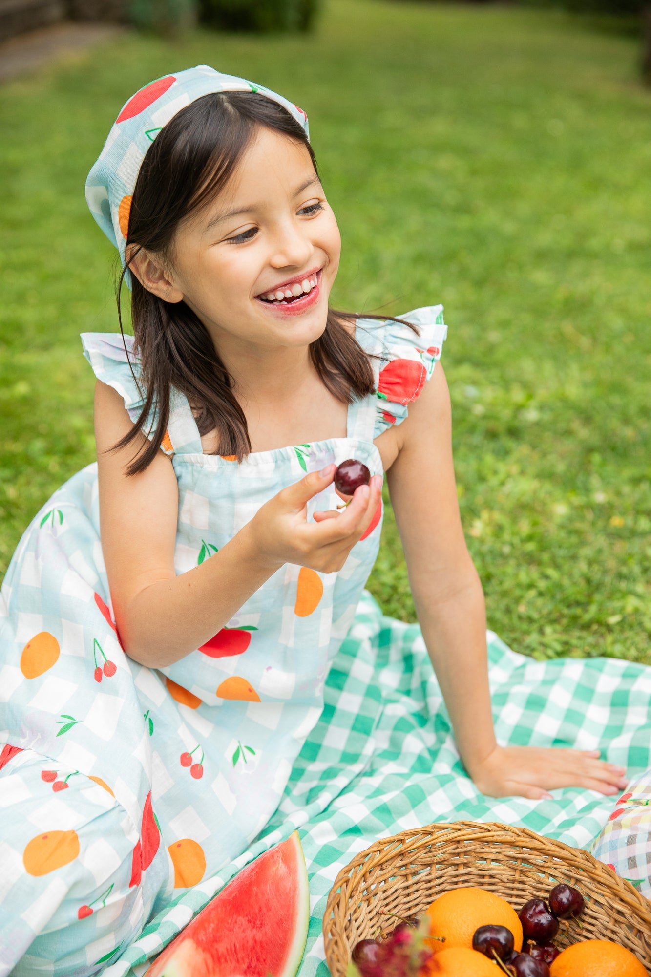 Mon Coeur Linen Picnic Kid Ruffle Dress | Playroom Avenue
