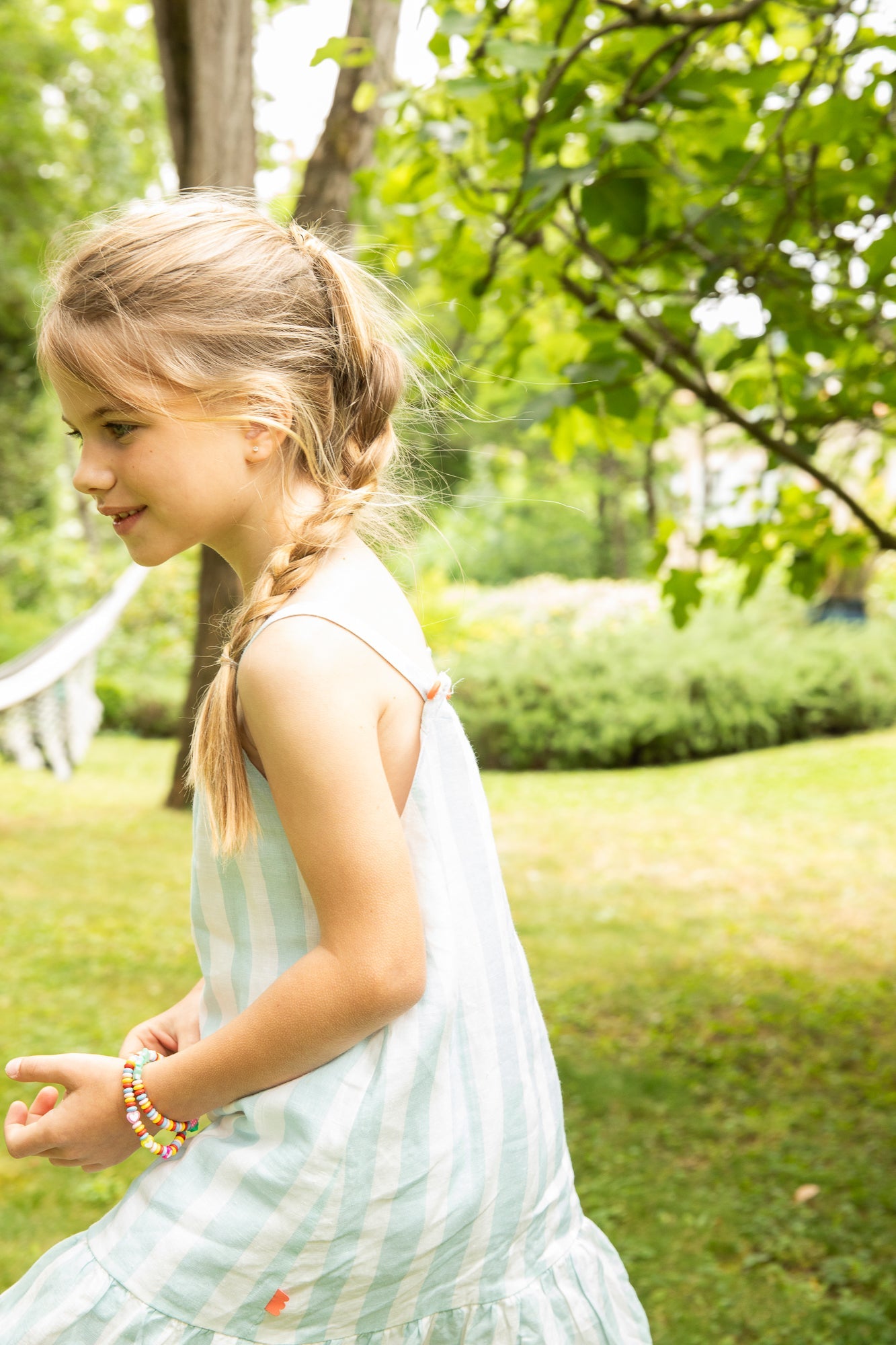 Mon Coeur Linen Cabana Stripe Strappy Kid Dress | Playroom Avenue