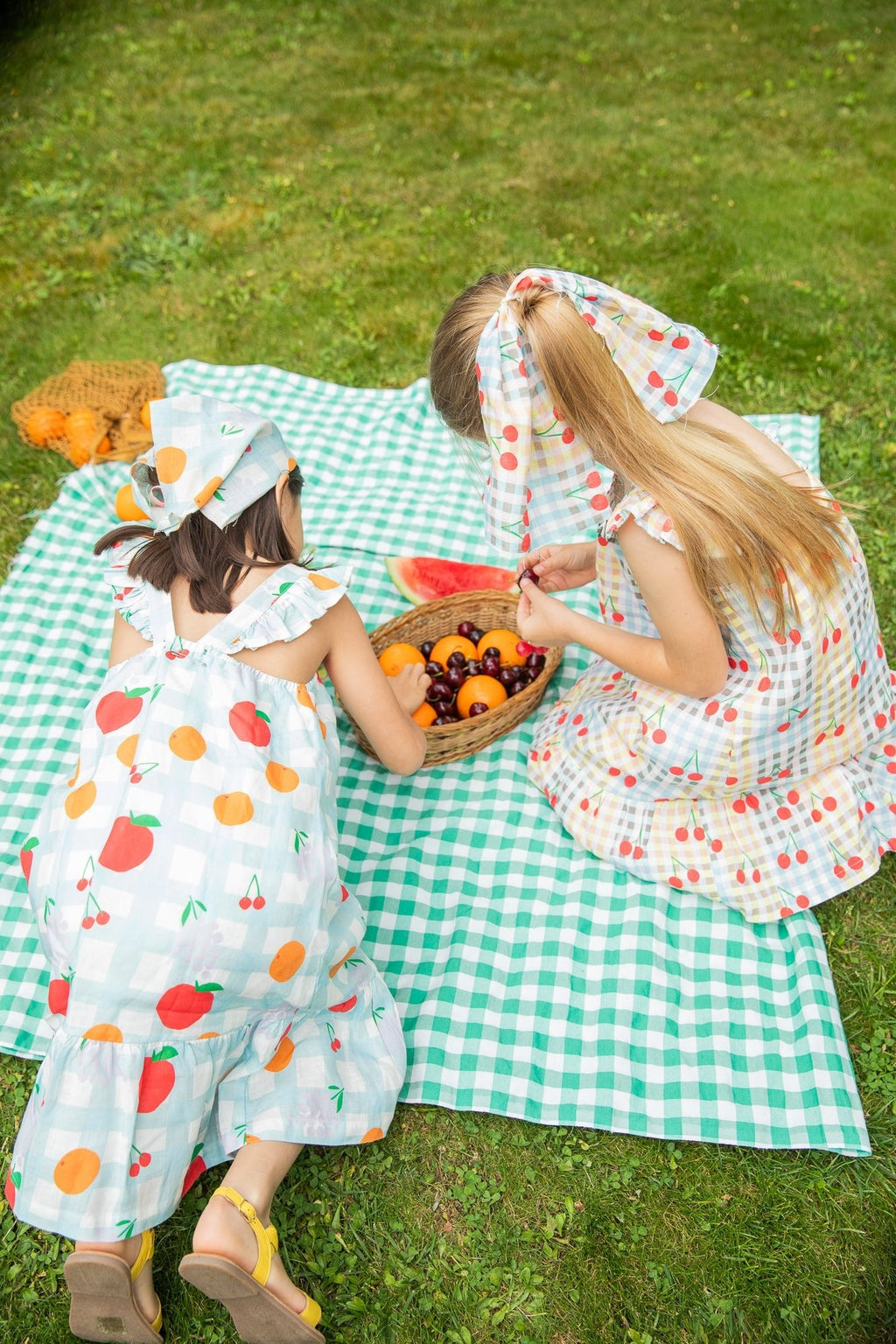 Mon Coeur Linen Picnic Kid Ruffle Dress | Playroom Avenue