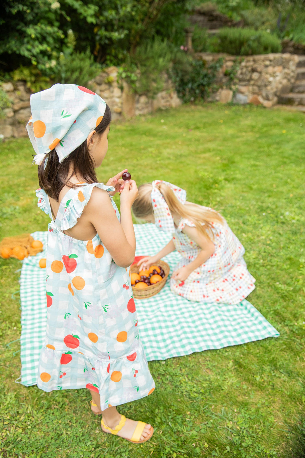Mon Coeur Linen Picnic Kid Ruffle Dress | Playroom Avenue