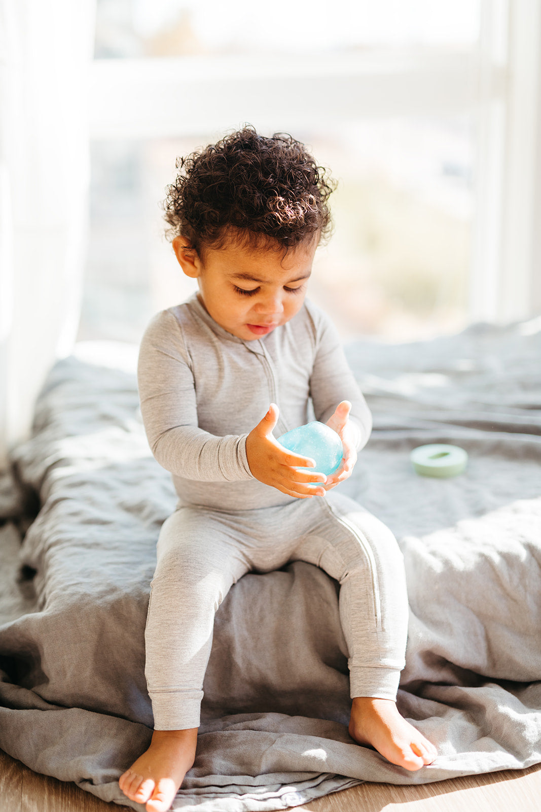 Milkbarn Grey Melange Luxe Solid Zipper Pajama | Playroom Avenue