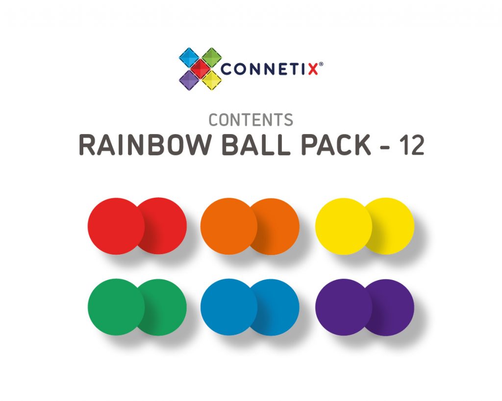 Connetix Magnetic Tiles | Rainbow Replacement Ball Pack (12 pcs) | Playroom Avenue