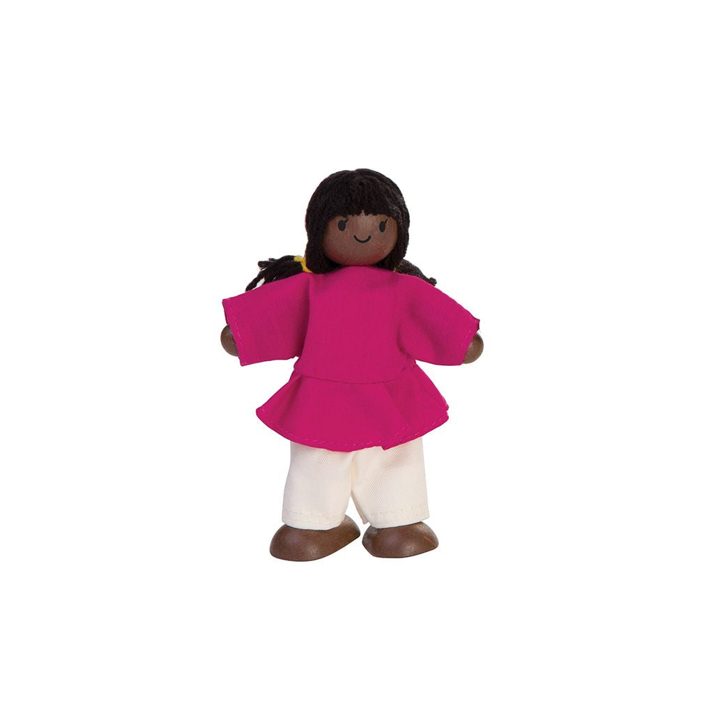 PlanToys Girl Dollhouse Figure - Dark Skin Tone - Playroom Avenue