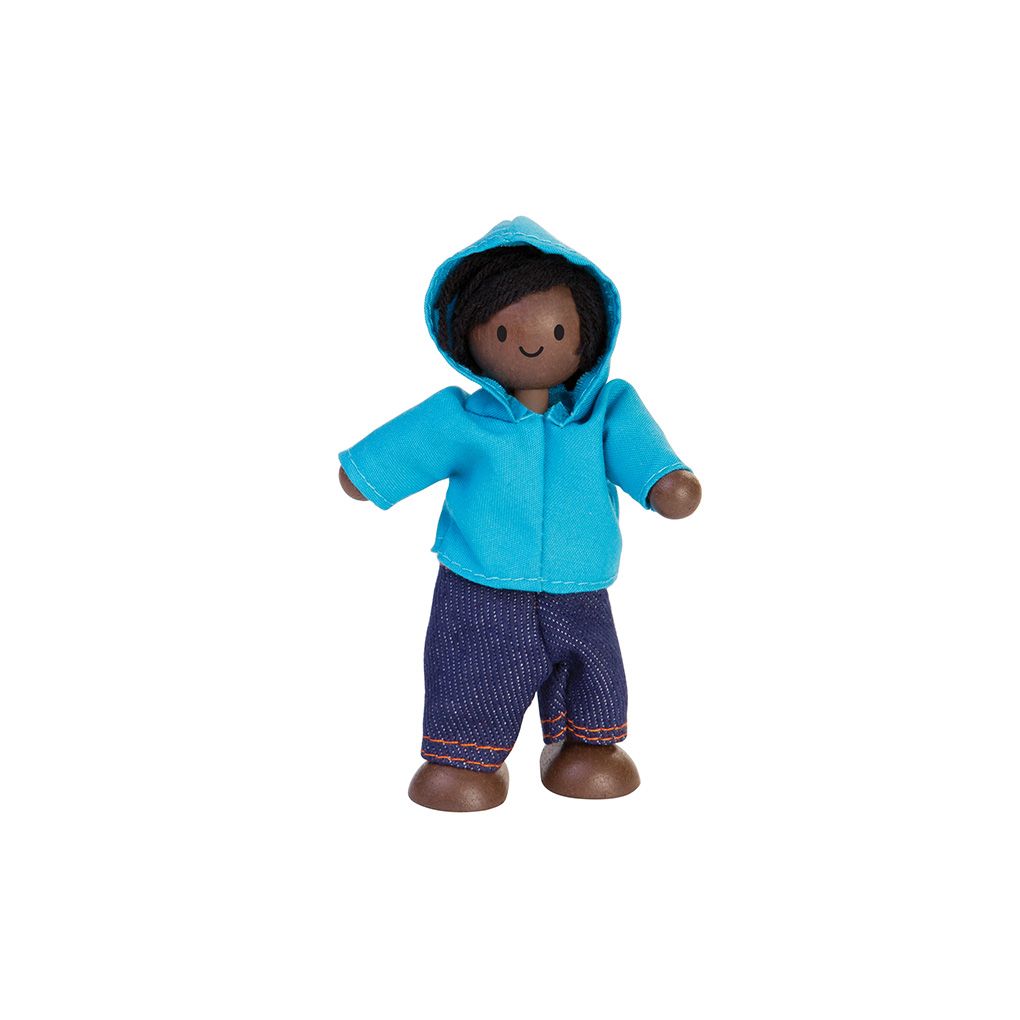 PlanToys Boy Dollhouse Figure - Dark Skin Tone | Playroom Avenue