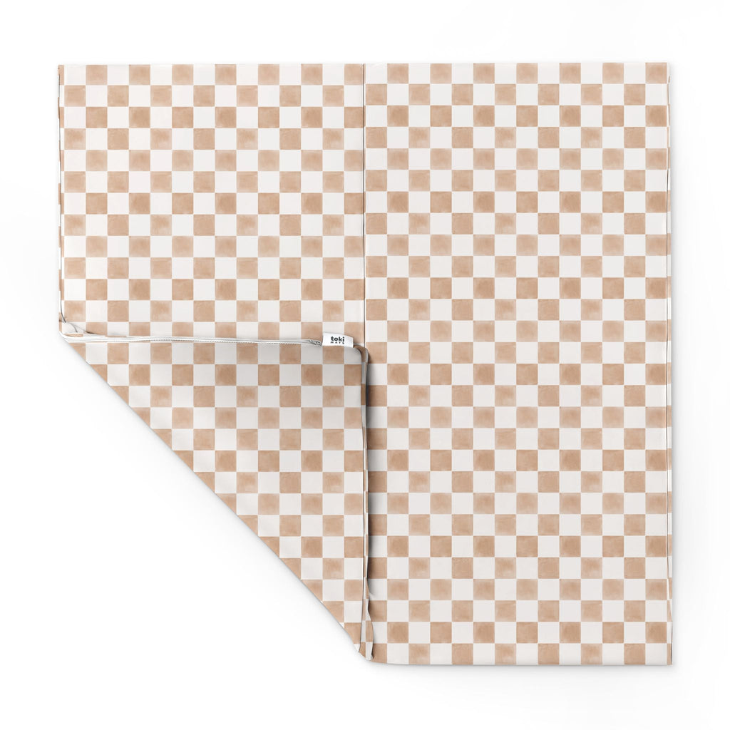 Toki Kids Checker Toffee Vegan Leather Mat Standard | Playroom Avenue