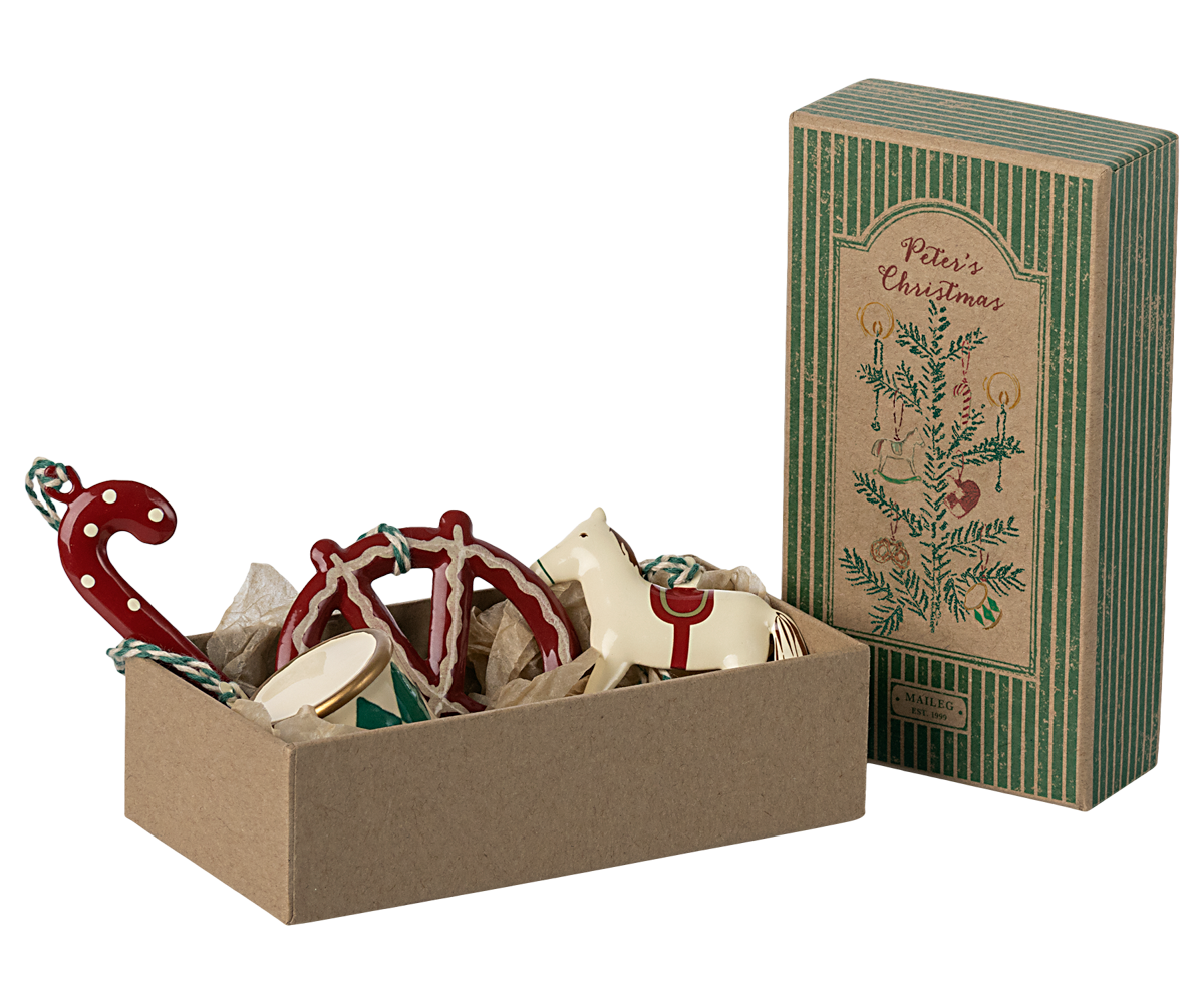 Maileg Metal Ornament Set - Peter's Christmas, Green | Playroom Avenue