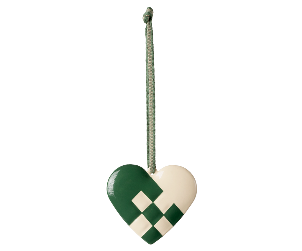 Maileg Metal ornament, Small heart - Dark green | Playroom Avenue