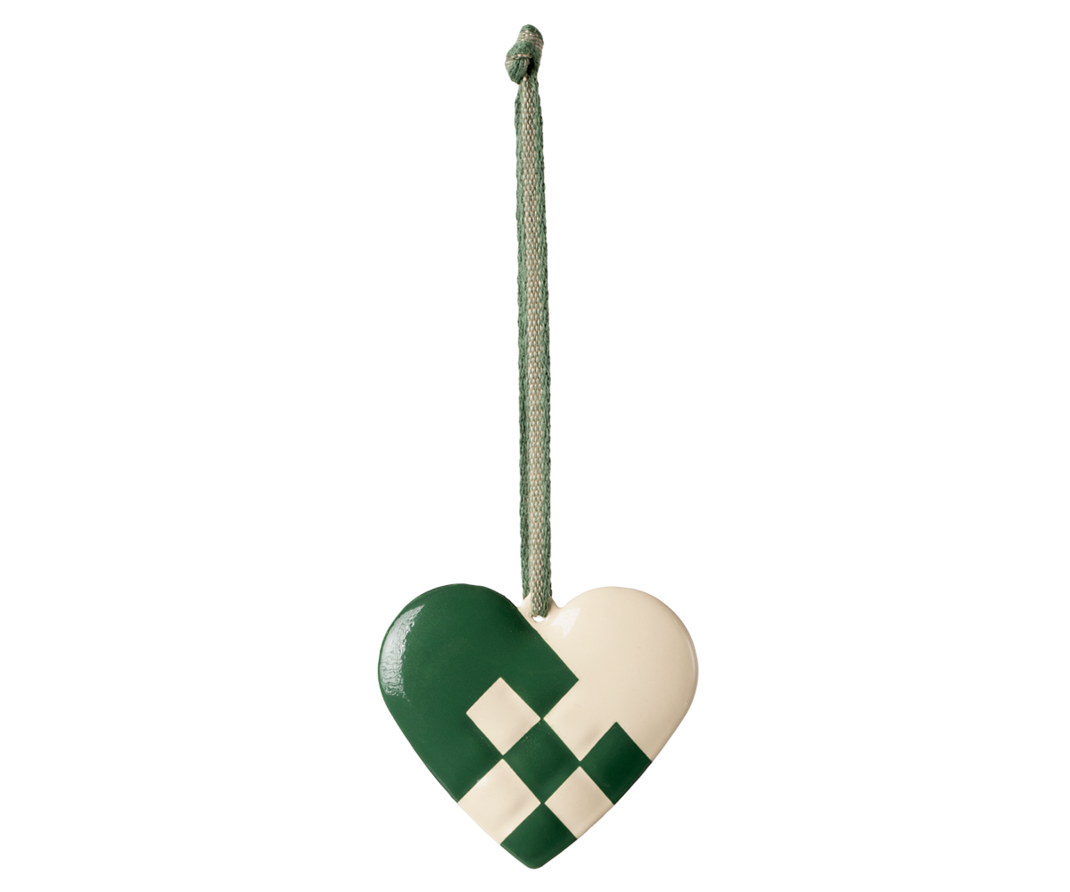 Maileg Metal ornament, Small heart - Dark green | Playroom Avenue