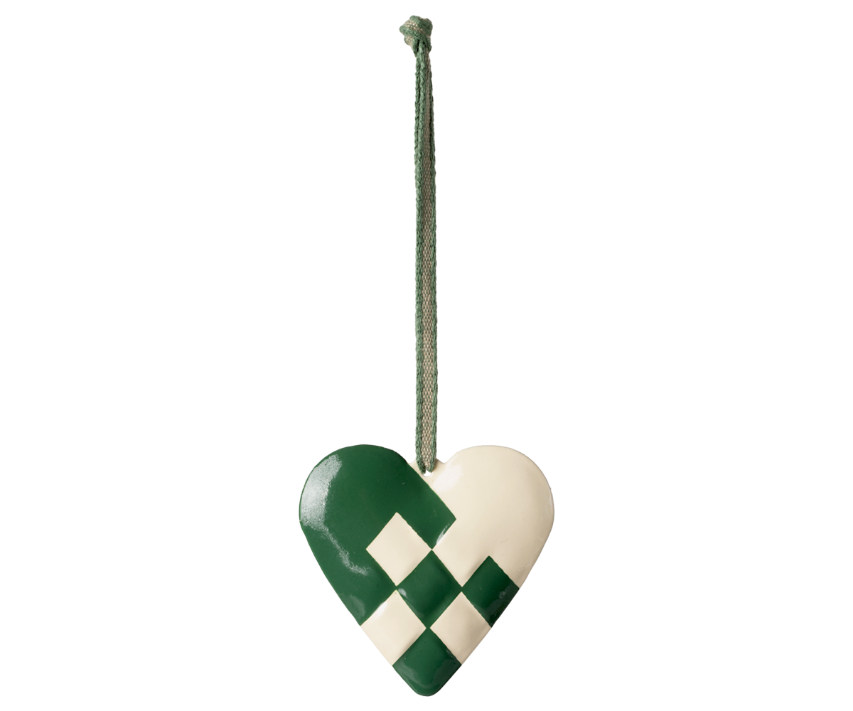 Maileg Metal ornament, Large heart - Dark green | Playroom Avenue